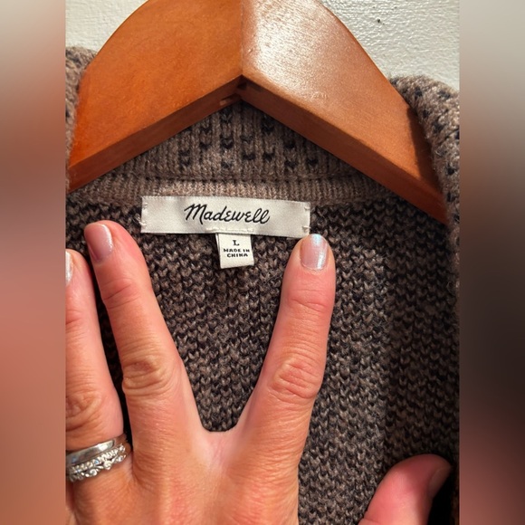 Madewell Brown patterned coat cardigan wool blend warm winter fall cabin core - Picture 6 of 16